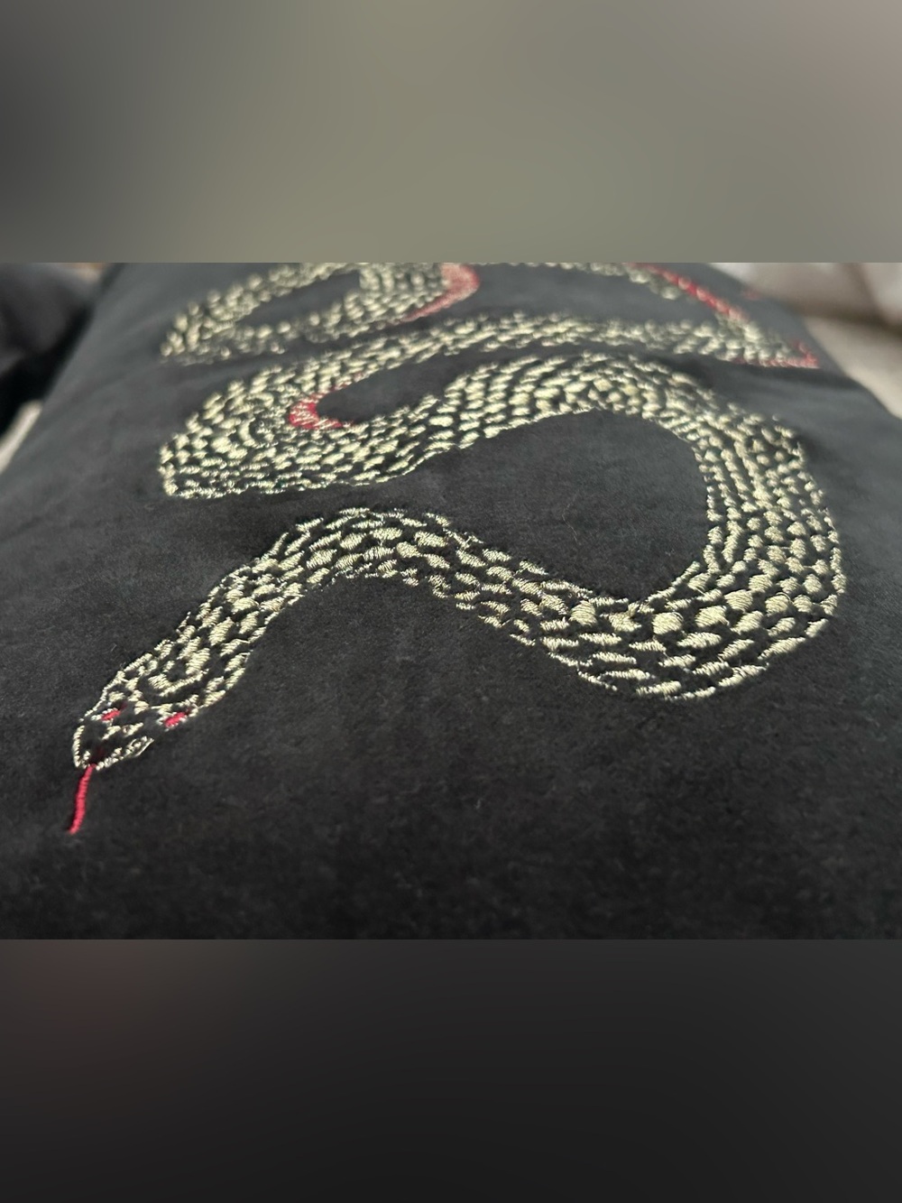 Threshold Snake Embroidered Black Decorative Lumbar Throw Pillows Set of 2 NWT - Picture 3 of 9